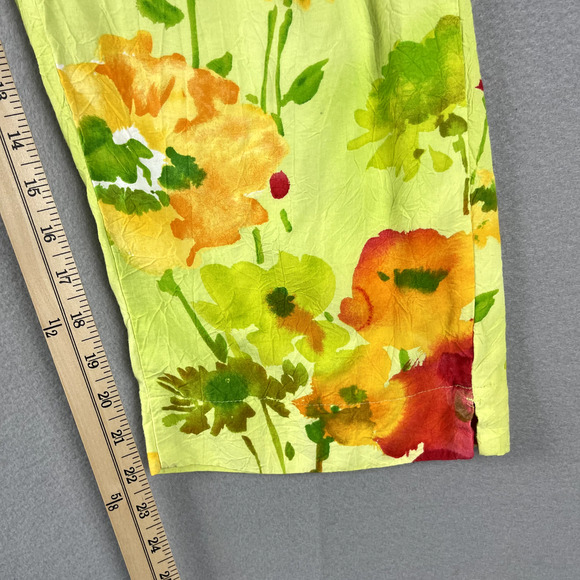 Jams World Pope Pants Womens Medium Floral Cropped Crinkle Pull On Hawaiian - Picture 9 of 16